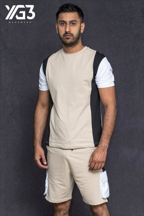 mens shortset memphis stone/black/white