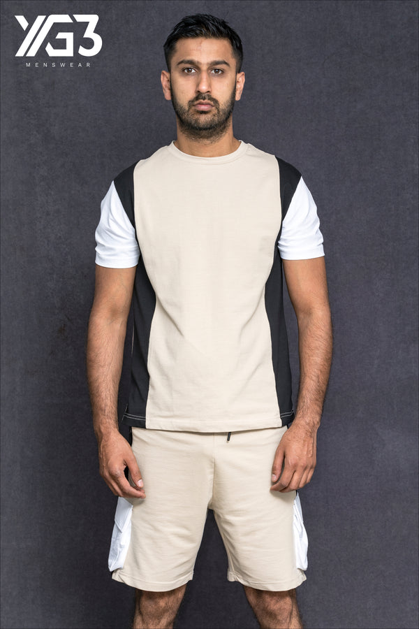 mens shortset memphis stone/black/white