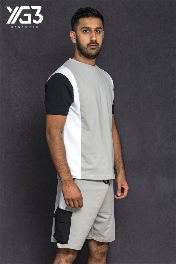 mens shortset memphis grey/white/black