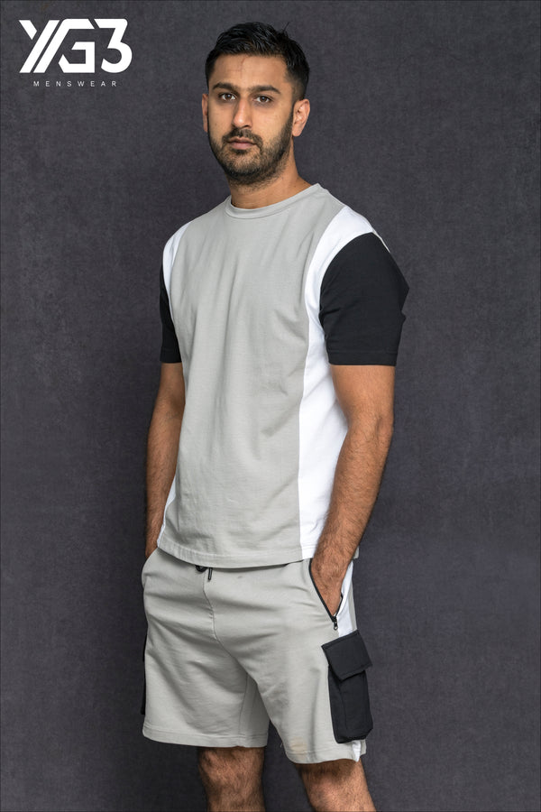 mens shortset memphis grey/white/black