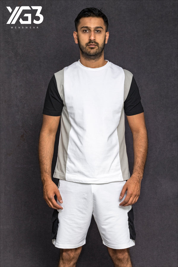 mens shortset memphis white/grey/black