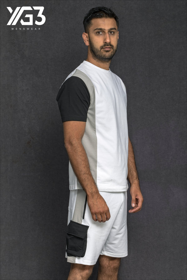 mens shortset memphis white/grey/black