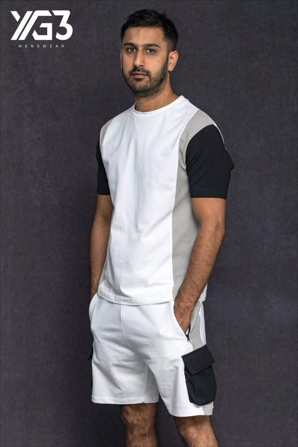 mens shortset memphis white/grey/black