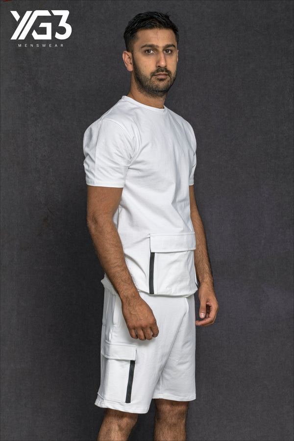 mens shortset boycott mercy white