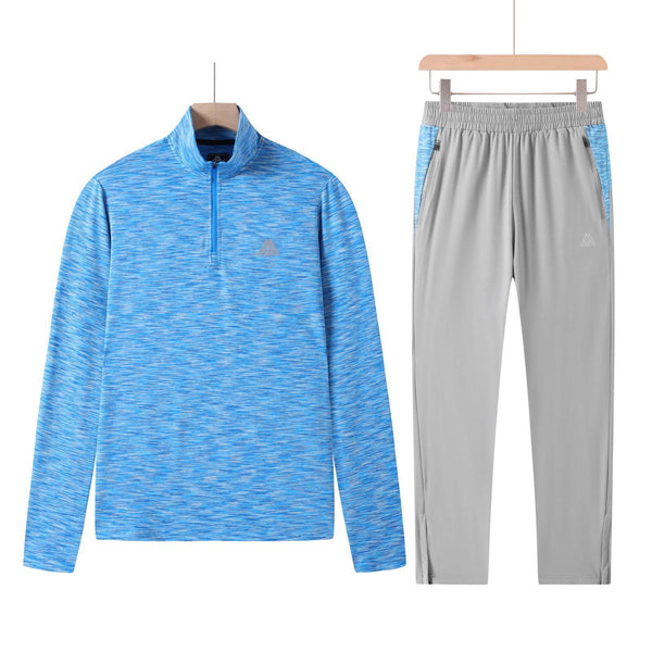 Mountain Wear Performance 1/4 Zip Tracksuit Set – Blue Marl