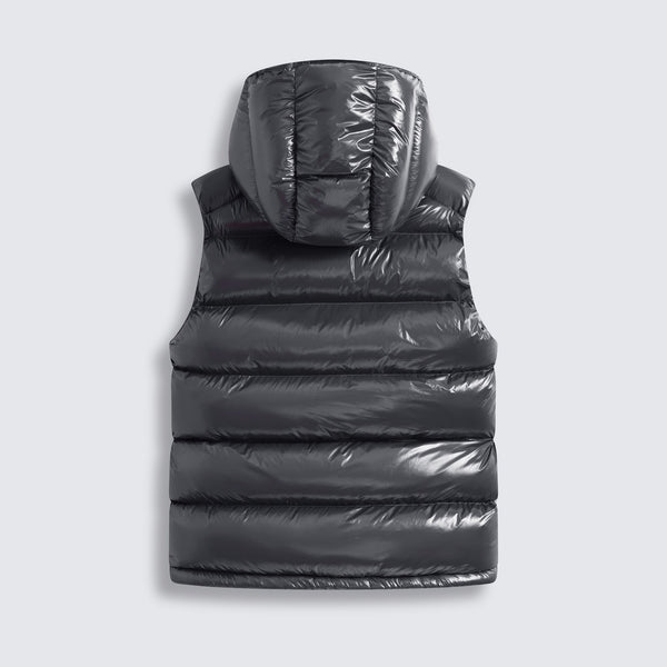 Dark Grey Textured Puffer Gilet