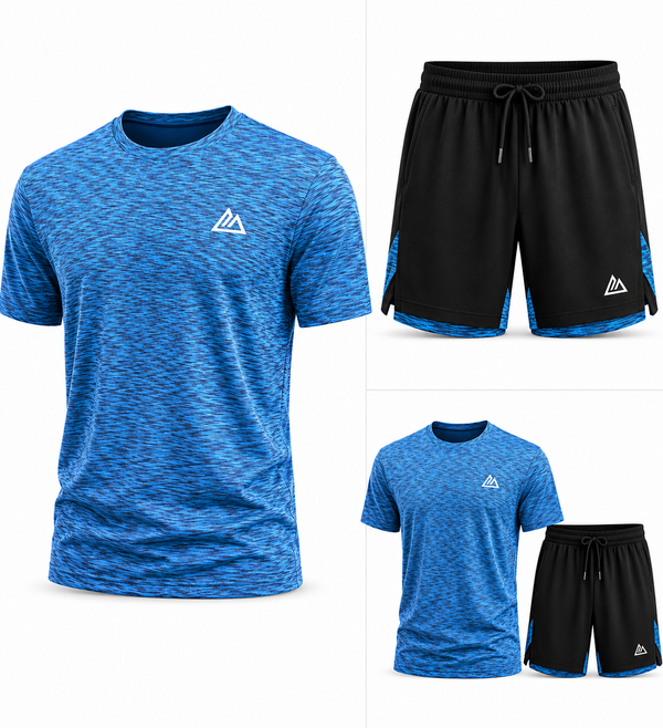 Mountain Wear Performance Short Set-Blue Marl