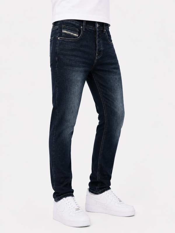 Men’s Slim Fit Dark Blue Stretch Jeans (11421)
