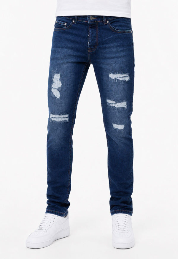 Men’s Blue Distressed Slim Fit Jeans (919)