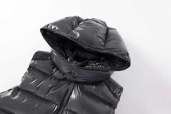 Dark Grey Textured Puffer Gilet