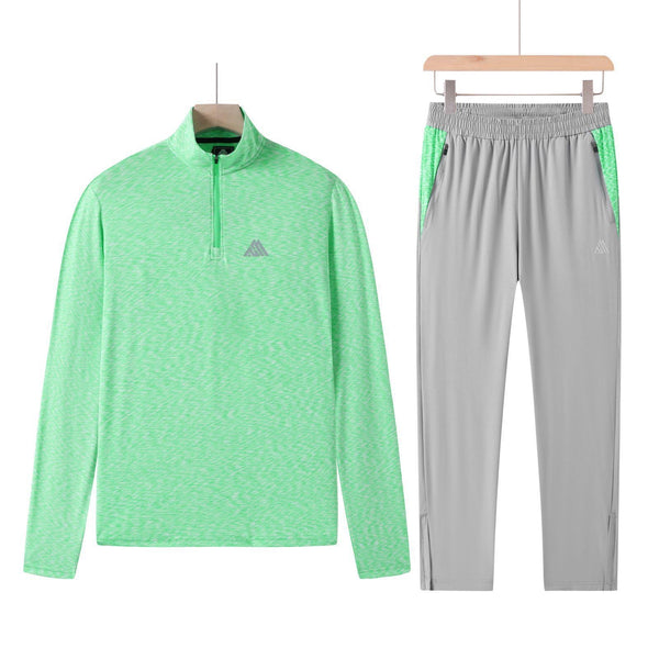 Mountain Wear Performance 1/4 Zip Tracksuit Set – Green Marl