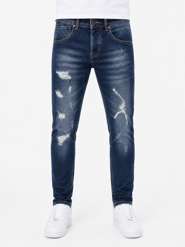 Men’s Slim Fit Distressed Blue Jeans (5048)