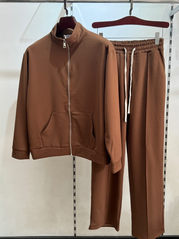 FORBEST Premium Full Zip Tracksuit – Chocolate Brown