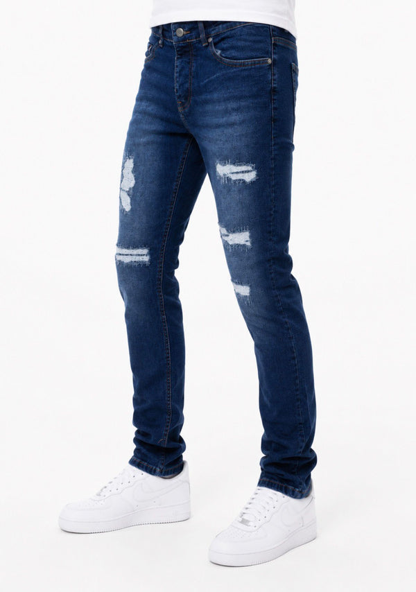 Men’s Blue Distressed Slim Fit Jeans (919)