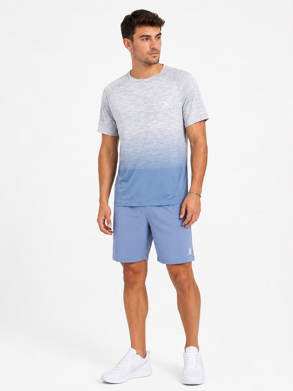 Blue Gradient Active T-Shirt & Shorts Set