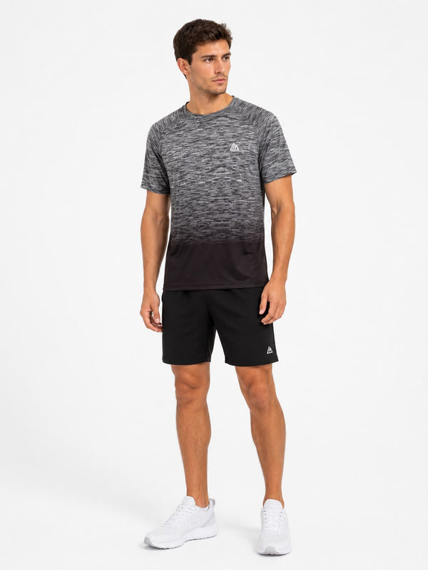 Black Gradient Active T-Shirt & Shorts Set