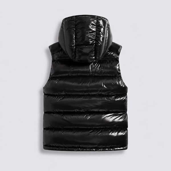 Black Textured Puffer Gilet