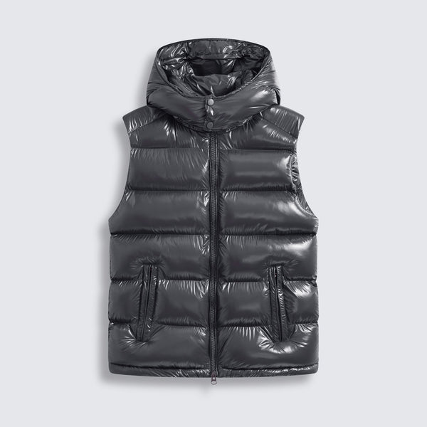 Dark Grey Textured Puffer Gilet