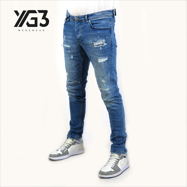 Mens slim fit stretch jeans (026) (f)