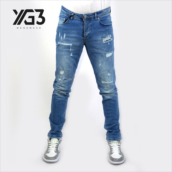 Mens slim fit stretch jeans (026) (f)